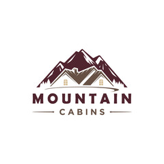 Logo design template for house rental with mountain. home logo construction. house mountain logo template Vector illustration - obrazy, fototapety, plakaty