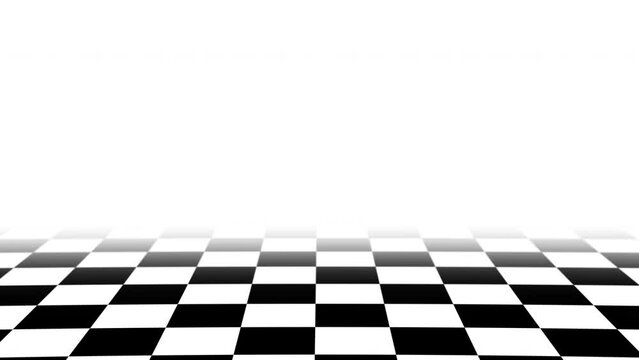 Retro-style seamless animated background with a black and white checkered floor, featuring vaporwave aesthetics and vintage chess board style loop