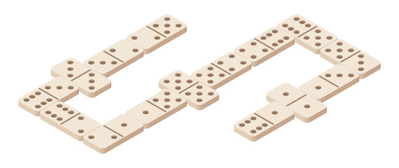 Isometric dominoes game. Vector and PNG on transparent background.