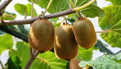 Kiwi fruits ripening on the tree
