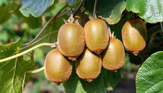 Kiwi fruits ripening on the tree