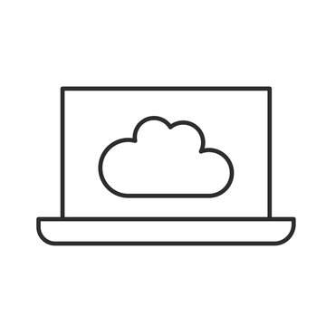 Laptop data cloud icon vector