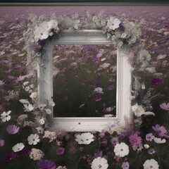 frame with purple  flowers