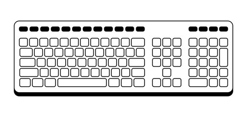Illustration of keyboard. Computer equipment and work device.
