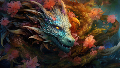 Fantasy Firestorm: A Majestic Dance of Dragon Hues