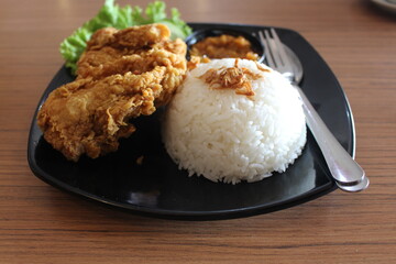 white rice and grilled chicken with ready-to-eat fresh vegetables