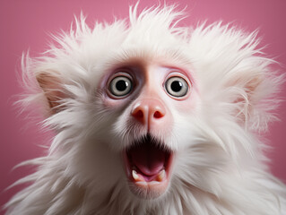 Fototapeta na wymiar surprised white fur monkey