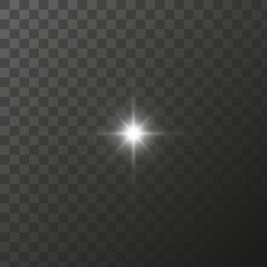 Shining star light rays glowing particles. Vector special effect on a transparent background.
