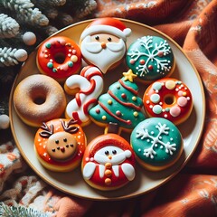 Fototapeta na wymiar christmas style decorated donuts