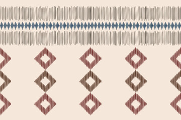 Ethnic Ikat fabric pattern geometric style.African Ikat embroidery Ethnic oriental pattern brown cream background. Abstract,vector,illustration.Texture,clothing,frame,decoration,carpet,motif.