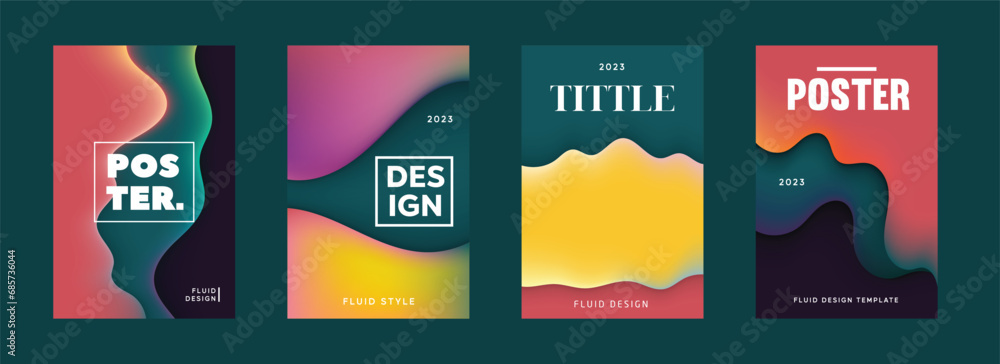 Canvas Prints colorful poster set background template fluid design style