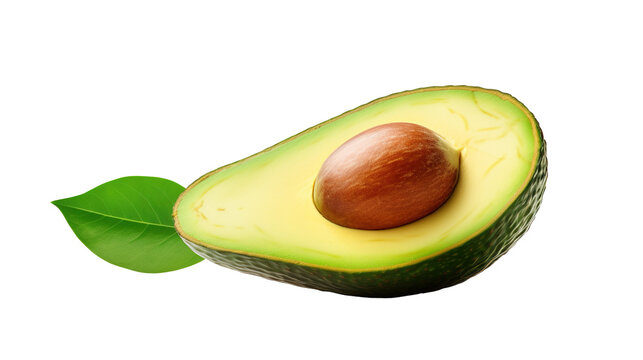 A slice of avocado on a transparent background, PNG image with background removed, Created with Generative Ai technology.