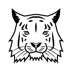 Tiger head logo. Wildlife face icon. Heraldry and royal symbol. Vector illustration image.