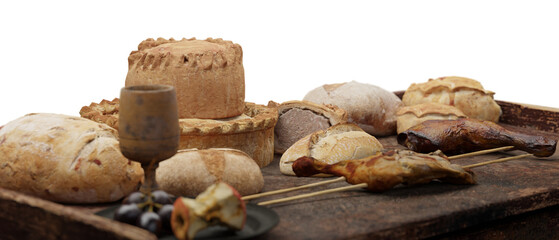 close up of a bunch cake, food on table, cake, pile of cake, pies, transpaprent