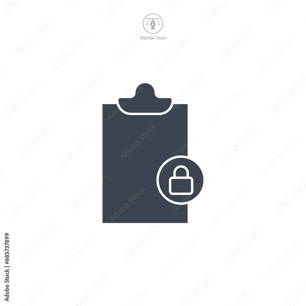 Poster document with lock. data security lock icon symbol vector illustration isolated on white background