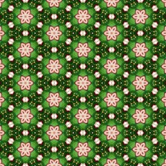 Wallpaper or background with white flowers on a bright green tone background. Beautiful and cute pattern. Suitable for various patterned fabrics, tablecloths, curtains, floor tiles, etc.