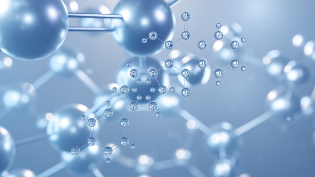 atovaquone molecular structure 3d, flat model, antimicrobial medication, structural chemical formula view from a microscope