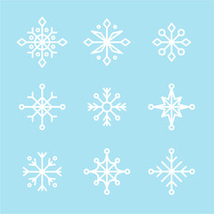 Set of snowflakes on a winter background, winter linear patterns