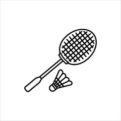 badminton icon. badminton racquets with shuttlecock for sports apps and websites. isolated on white background