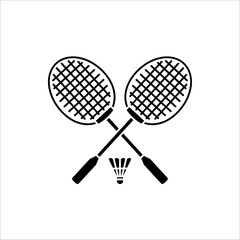 badminton icon. badminton racquets with shuttlecock for sports apps and websites. isolated on white background
