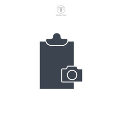 Camera with Document Icon symbol vector illustration isolated on white background