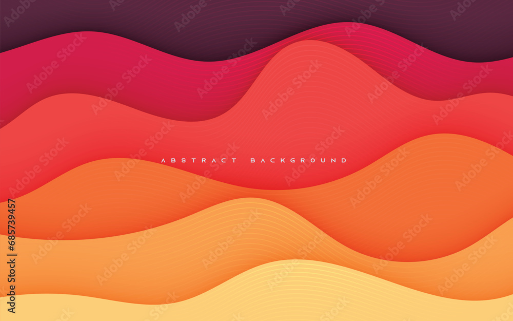 Poster abstract orange background with line texture layers