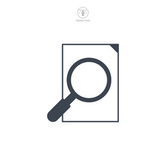 Magnifying Glass over Document Icon symbol vector illustration isolated on white background