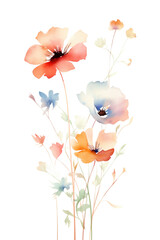 watercolor wildflower bouquet transparent background