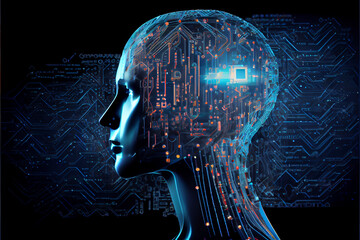 Obraz premium Artificial brain, machine learning. Global network technologies in business and everyday life. Abstract illustration.
