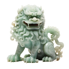 Chinese lion made of jade on transparent background PNG. Gift idea for Chinese New Year.