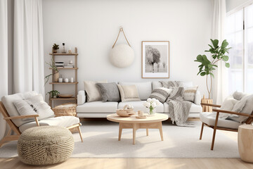 Scandinavian-inspired living room with a focus on minimalist decor and natural light