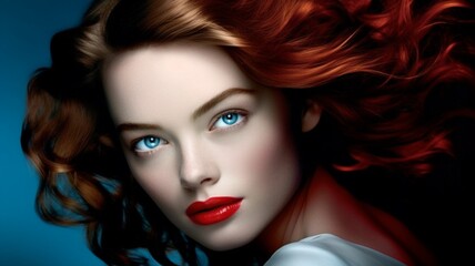Fototapeta premium Chic Model Portrait with Bold Lip Color - Luxury Fashion