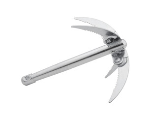 Metal anchor for boats isolated on white.