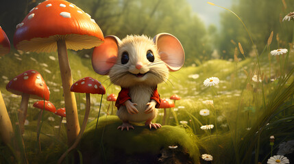 cartoon mouse in the grass