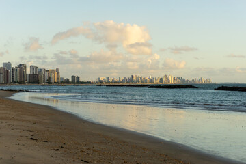 At the Beach of Candeias early in the morning, just after sunrise. The City of Recife, Brazil is to...