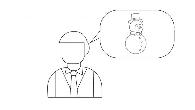 animated sketch of a man with a snowman sketch