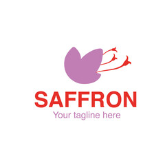 Saffron or crocus. Logo template. Isolated saffron flower.  Abstract saffron