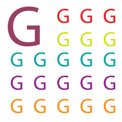 Colorful Letters G isolated on white background. Alphabet Letter g Colorful. Vector  Illustration.