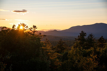 Sunset over the white mountains New Hampshire