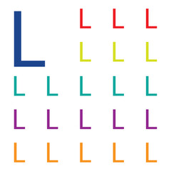 Colorful Letters l isolated on white background. Alphabet Letter l Colorful. Vector  Illustration.
