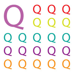 Colorful Letters q isolated on white background. Alphabet Letter Q Colorful. Vector  Illustration.
