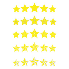 Quality Five Stars Icon, Yellow 5 Stars Crown for 100% Premium Quality Symbol. Five Star Ratings Collection Vector Illustration
