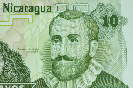 Billete del Banco Central de Nicaragua 10 centavos de Córdoba, Francisco Fernández de Córdoba conquistador español.