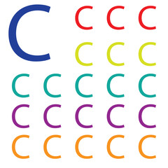 Colorful Letters c isolated on white background. Alphabet Letter c Colorful. Vector  Illustration.