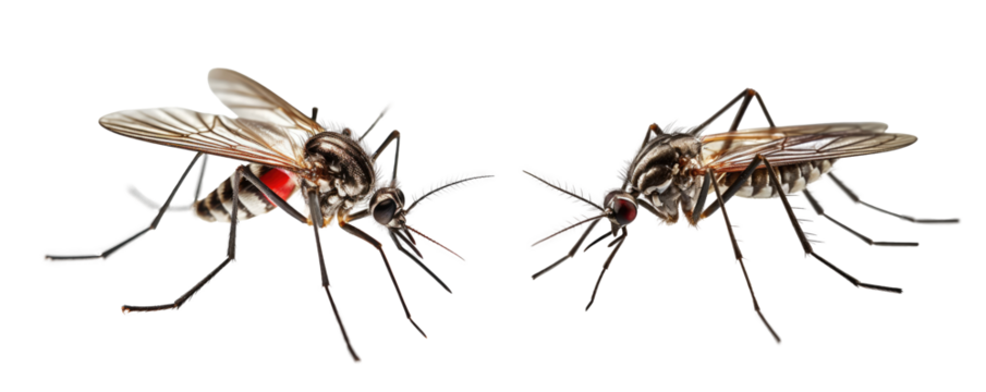 Dangerous Malaria Infected Mosquito isolated cutout PNG on transparent background.