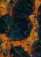 Neon abstract colorful background with grunge brush strokes and paint splashes