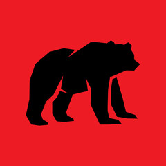 Bear as a logo design. Illustration of a bear as a logo design on a red background - 685749839