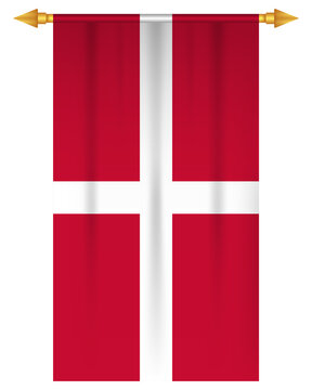 Denmark flag vertical pennant isolated
