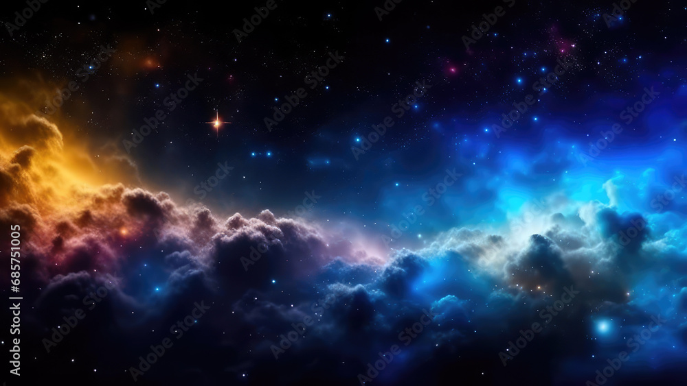 Wall mural space galaxy colorful nebula background, universe magic starry sky, gas cloud in deep outer cosmos. 