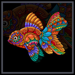 Colorful golden fish mandala arts.